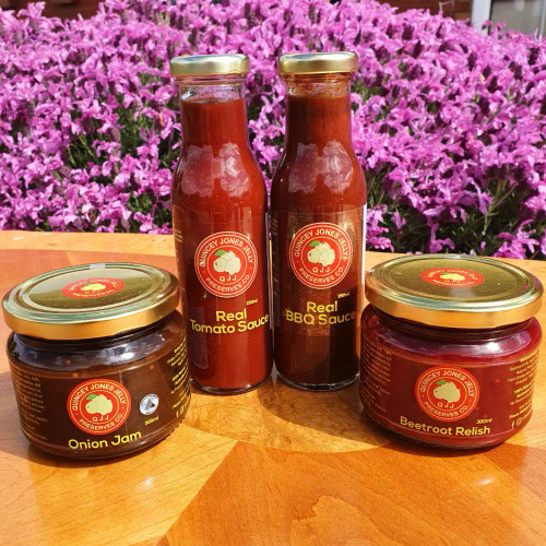 QJJ BBQ Preserves Value Pack – front display with BBQ Sauce, Tomato Sauce, and Capsicum Ketchup