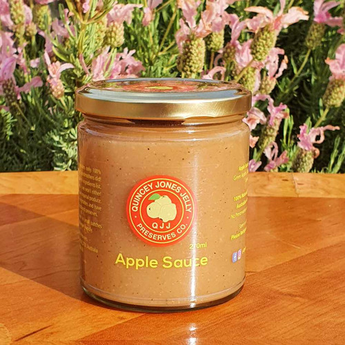 Apple Sauce 270ml jar by Quincey Jones Jelly Preserves – front label