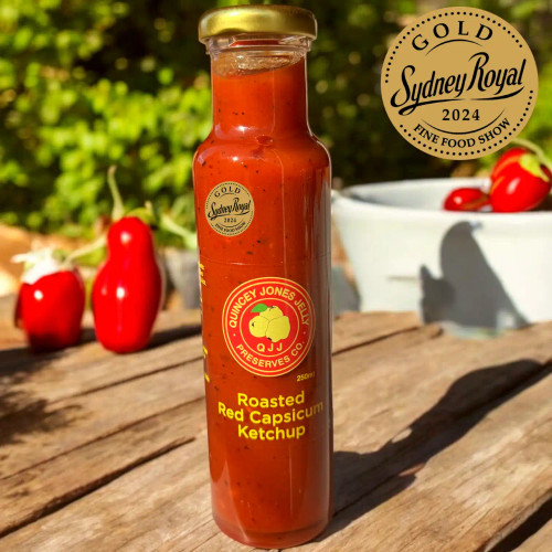 Roasted Capsicum Ketchup 250ml – QJJ flagship savoury sauce with roasted capsicum and apple Roasted Capsicum Ketchup 250ml – QJJ flagship savoury sauce with roasted capsicum and apple