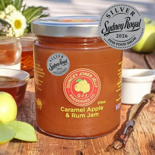 Quincey Jones Jelly Preserves Co. artisan branding label. Silver Medal Winner