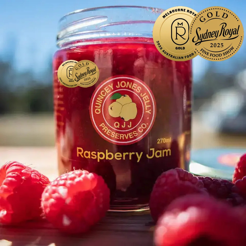 Raspberry Jam - A wonder of simplicity and perfection. Winner of Gold Medal at the Sydney Royal Fine Food Show & Royal Melbourne Gold 2025 Raspberry Jam - A wonder of simplicity and perfection. Winner of Gold Medal at the Sydney Royal Fine Food Show & Royal Melbourne Gold 2025
