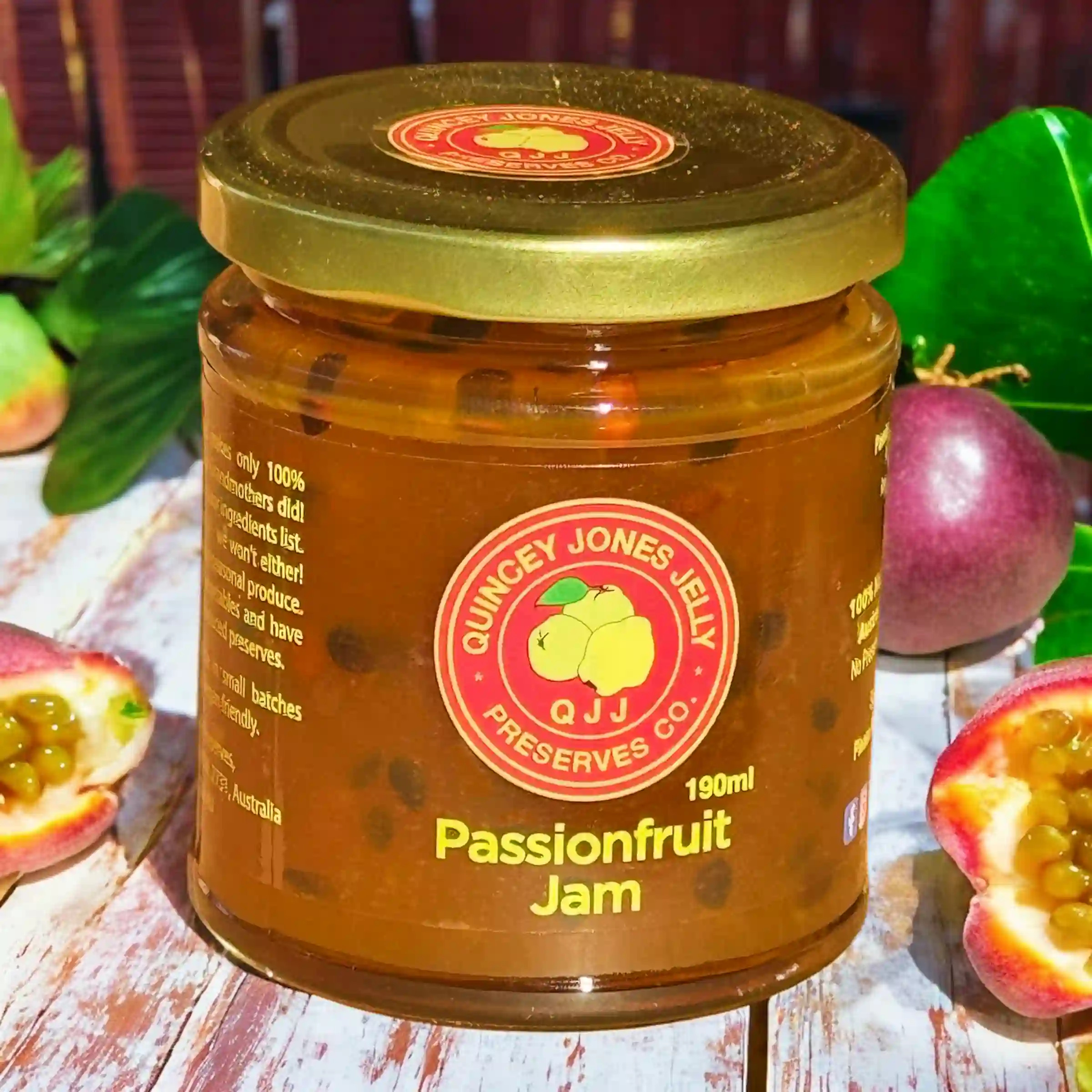 Passionfruit Jam – 190ml front label, handmade in Australia