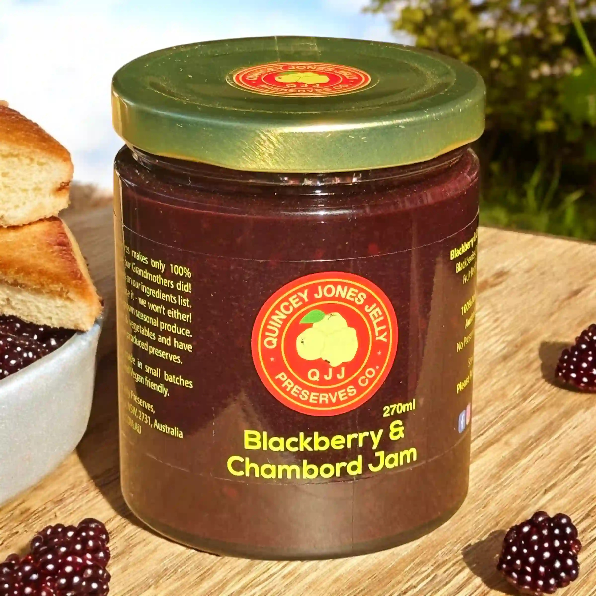 Blackberry & Chambord Jam – 270ml front label, small-batch artisan preserve Blackberry & Chambord Jam – 270ml front label, small-batch artisan preserve
