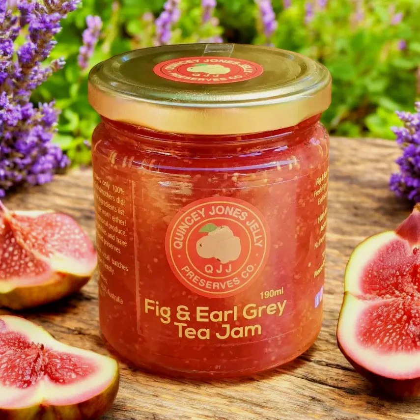 Fig & Earl Grey Tea Jam 190ml jar with elegant artisan label