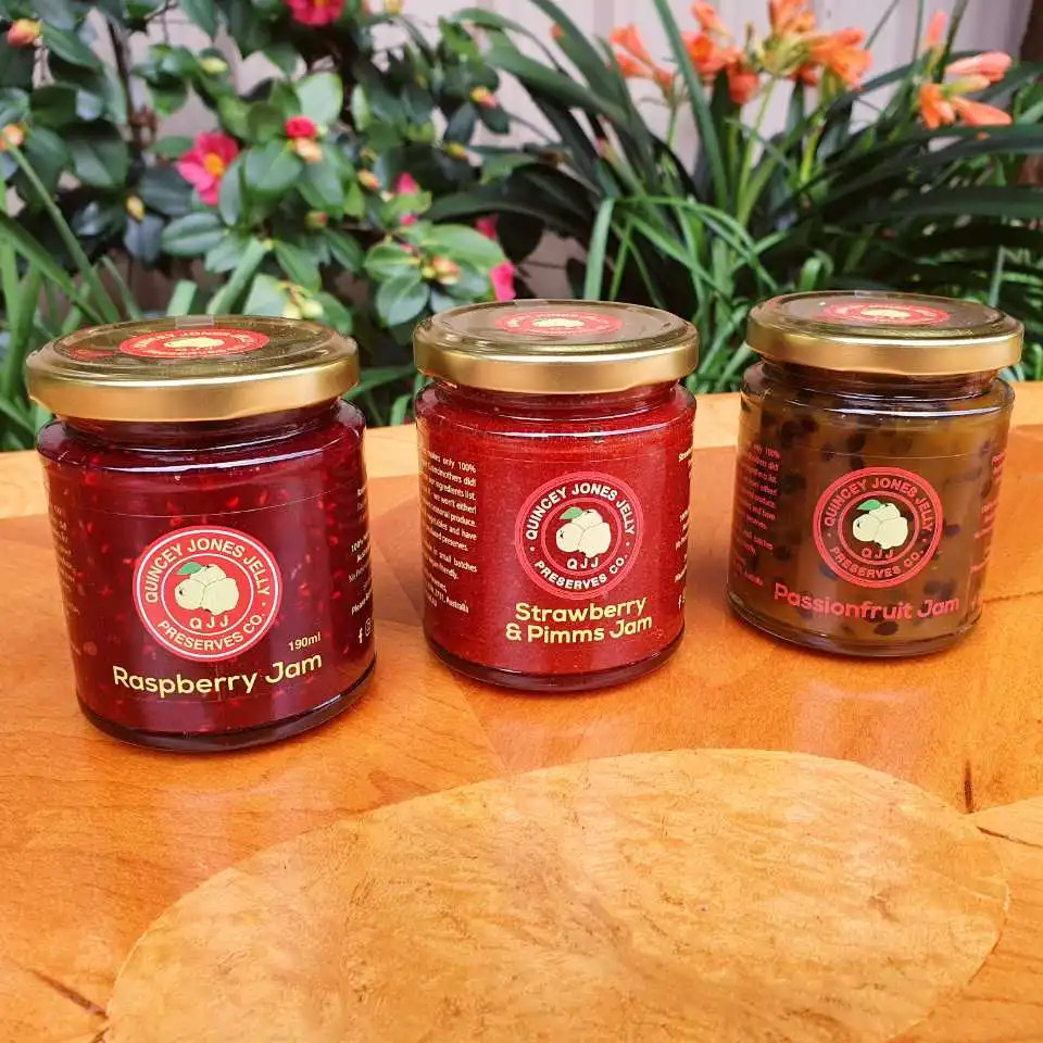 Winning Jam Trifecta Pack featuring three QJJ small-batch jam jars