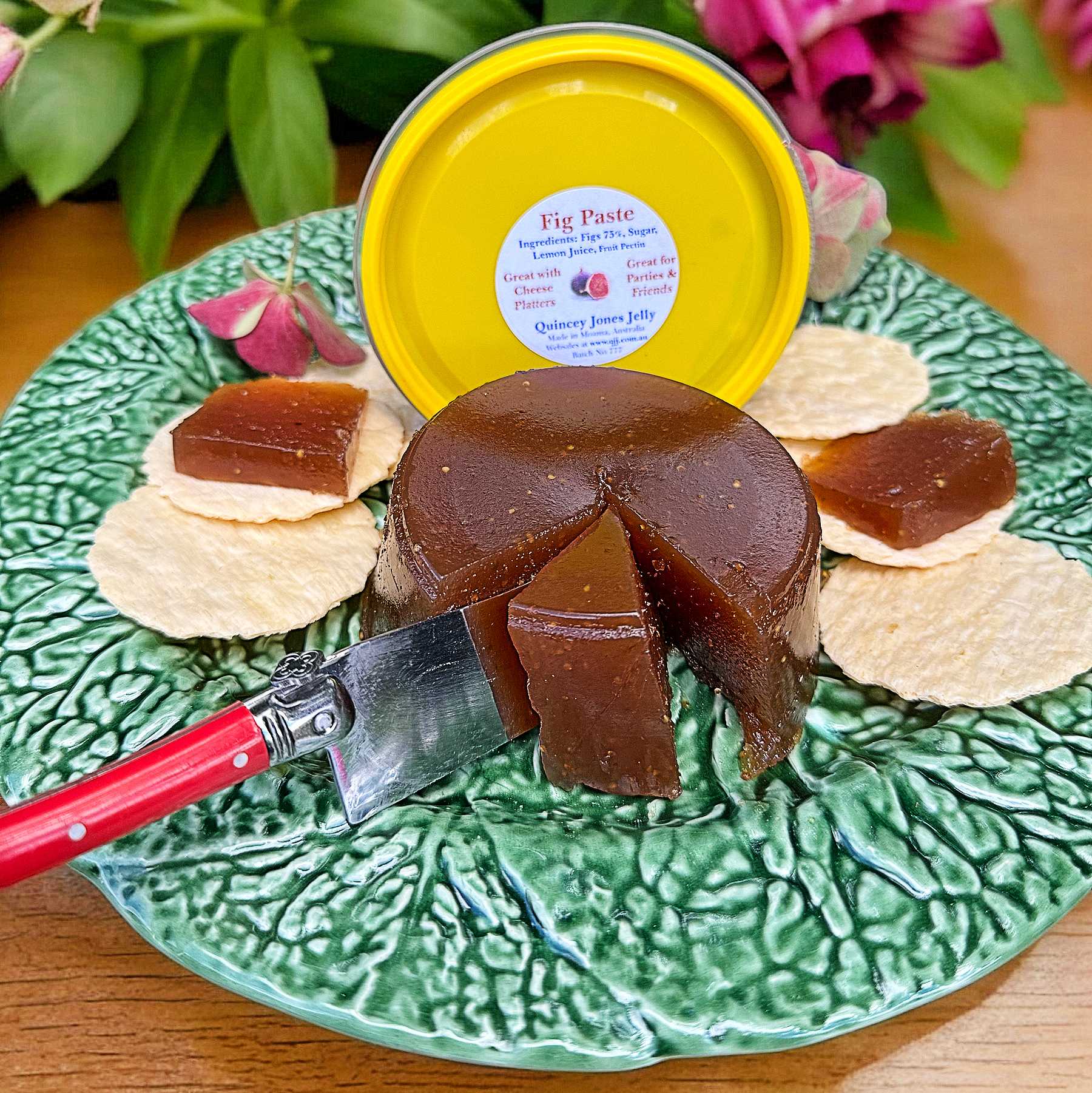 Fig Paste by Quincey Jones Jelly Preserves – front label close-up Fig Paste by Quincey Jones Jelly Preserves – front label close-up