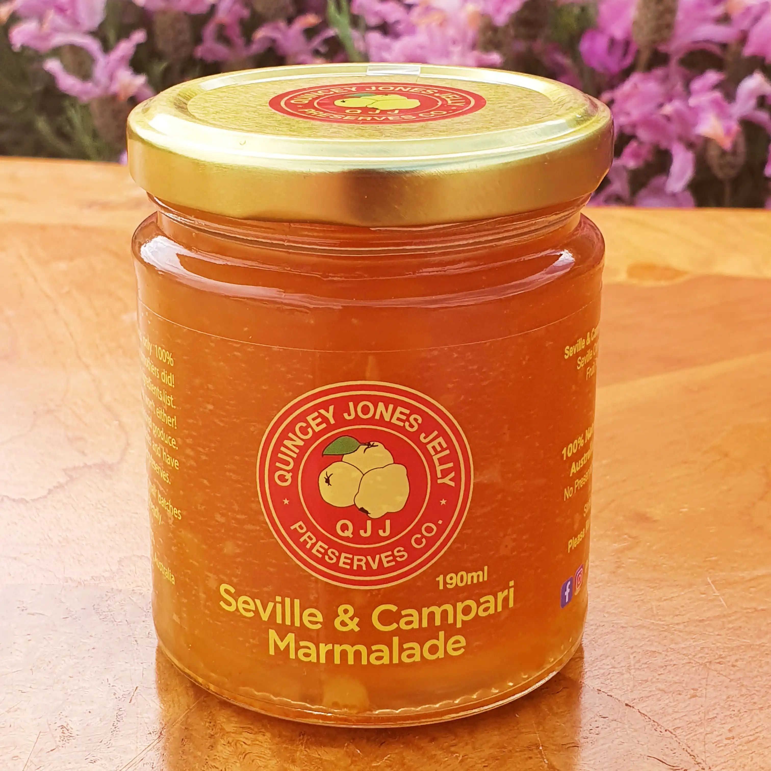 Seville & Campari Marmalade 190ml front label – bold citrus preserve made in Australia