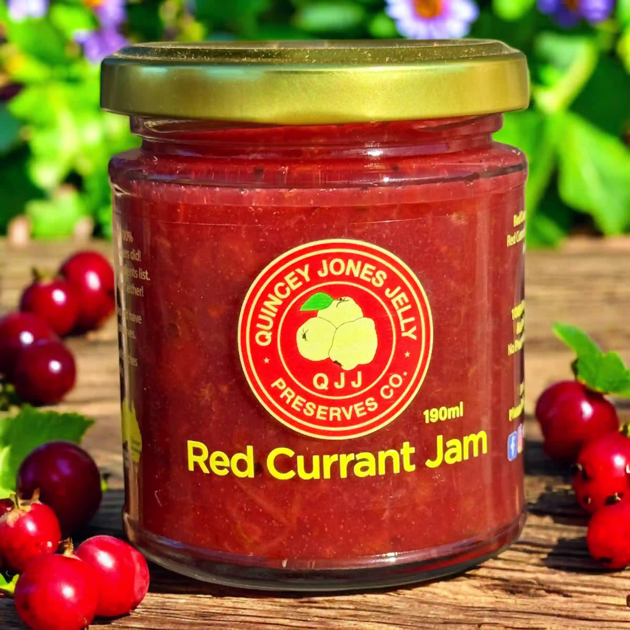 Red Currant Jam – 190ml front label showcasing deep red small-batch preserve