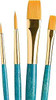 Princeton Artist Brush Company Princeton Brush RealValue Set, Short Handle Series 9100, #9171, Golden Taklon, 4pk 