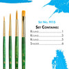 Princeton Artist Brush Company Princeton Brush RealValue Set, Short Handle Series 9100, #9115, Golden Taklon, 4pk 