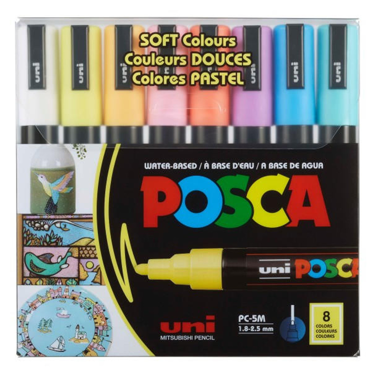 Uni Posca Paint Markers Set Acrylic Water-Based All Surface Paiting Pens  PC-3M 5M 1M Colouring Artists Crafters Tools Drawing