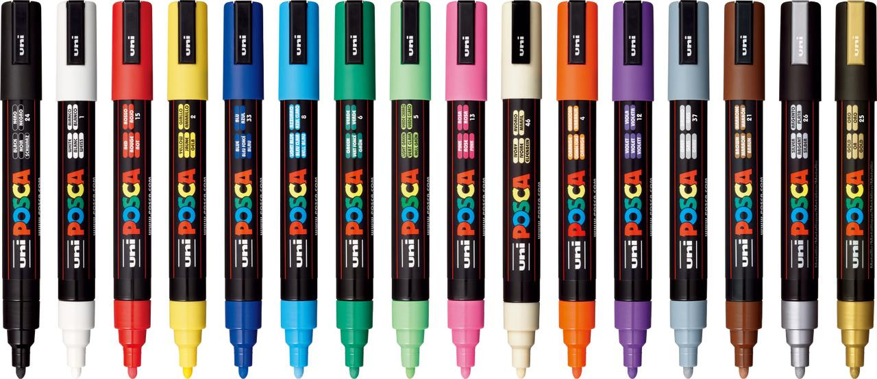 POSCA 16-Color Paint Marker Set, PC-5M Medium
