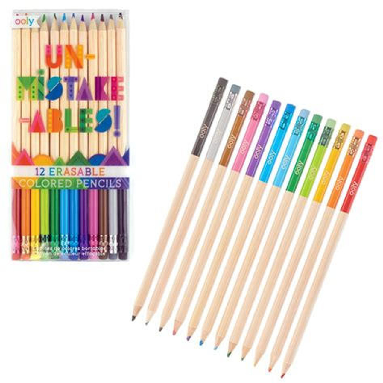 Short Colored Pencils Hinged Top Box with Built-in Pencil
