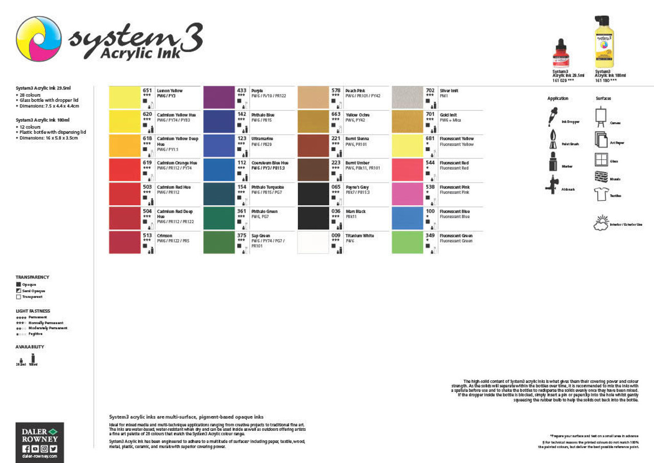 System 3 Intro Acrylic Ink Set 6X29.5mL - Sam Flax Atlanta