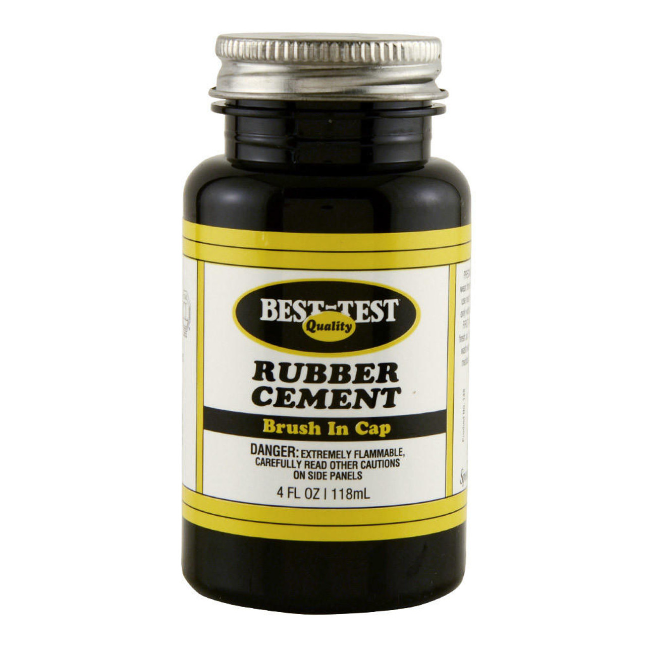 Best-Test Quality Rubber Cement, Brush-In-Cap, Plastic 4oz Bottle