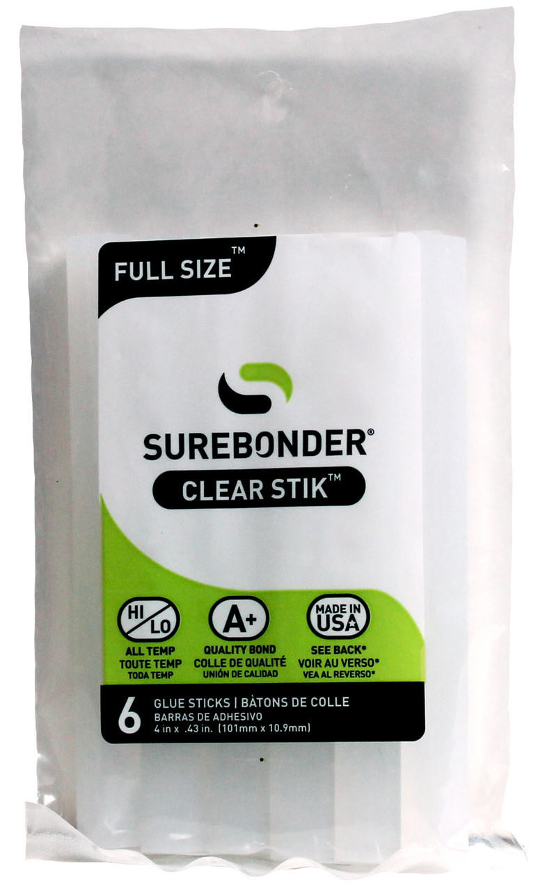 SureBonder Clear Stik, All-Temperature Glue Sticks, 6/Pkg, Full Size,  4x.43 - Sam Flax Atlanta