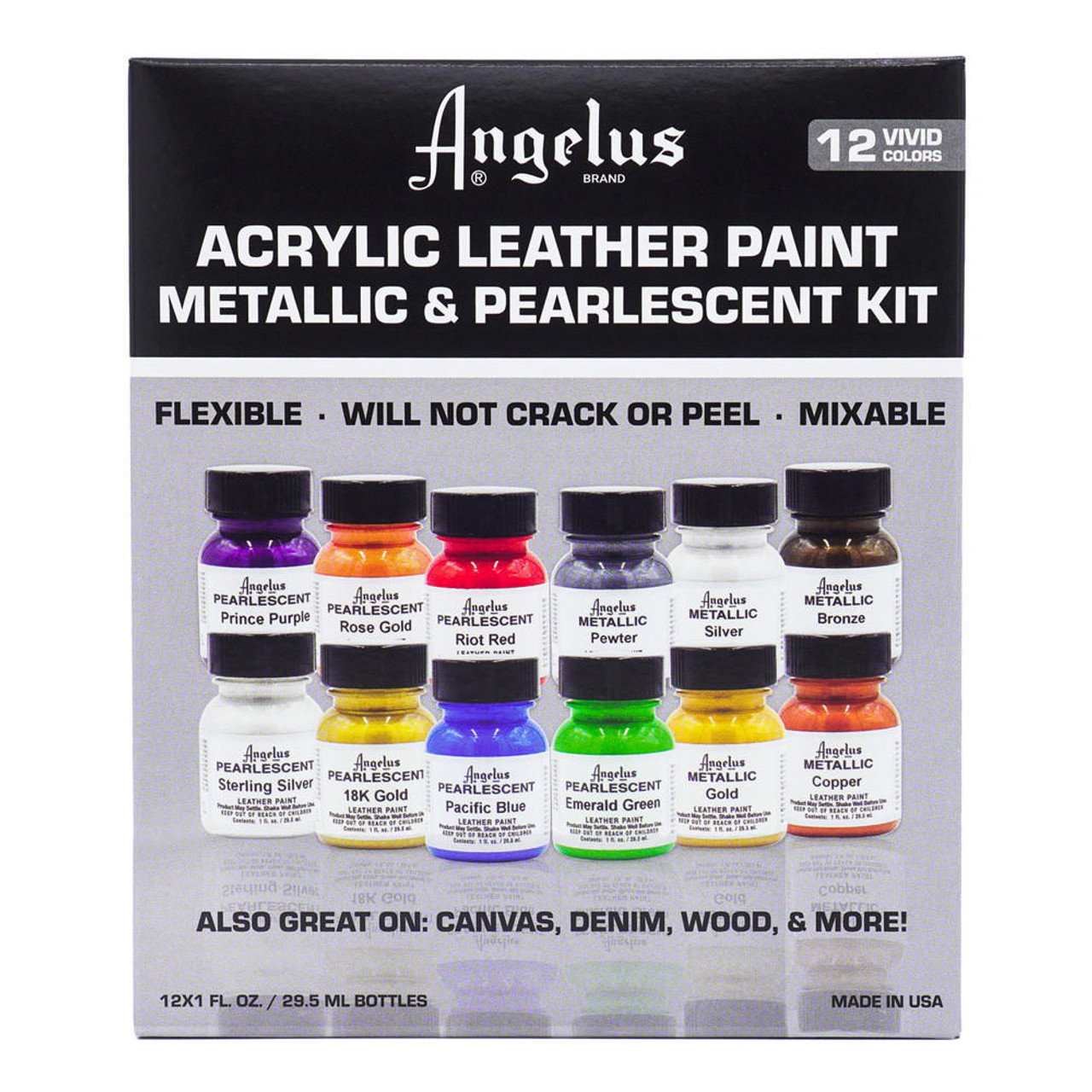Angelus Metallic & Pearlescent Acrylic Leather Paint 1oz Kit - Sam Flax  Atlanta