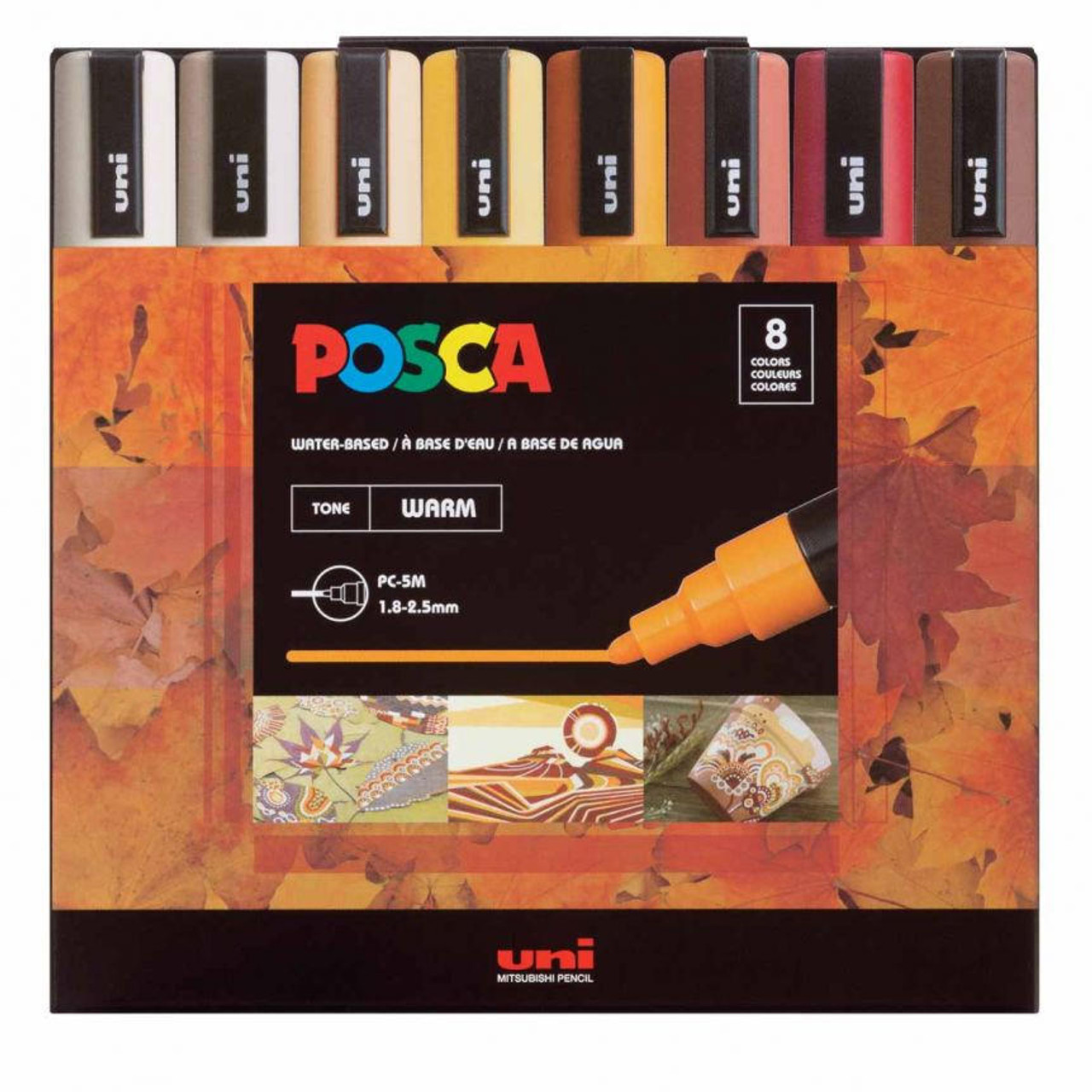 Posca Paint Marker PC-5M Set - 8-Color Warm Tone