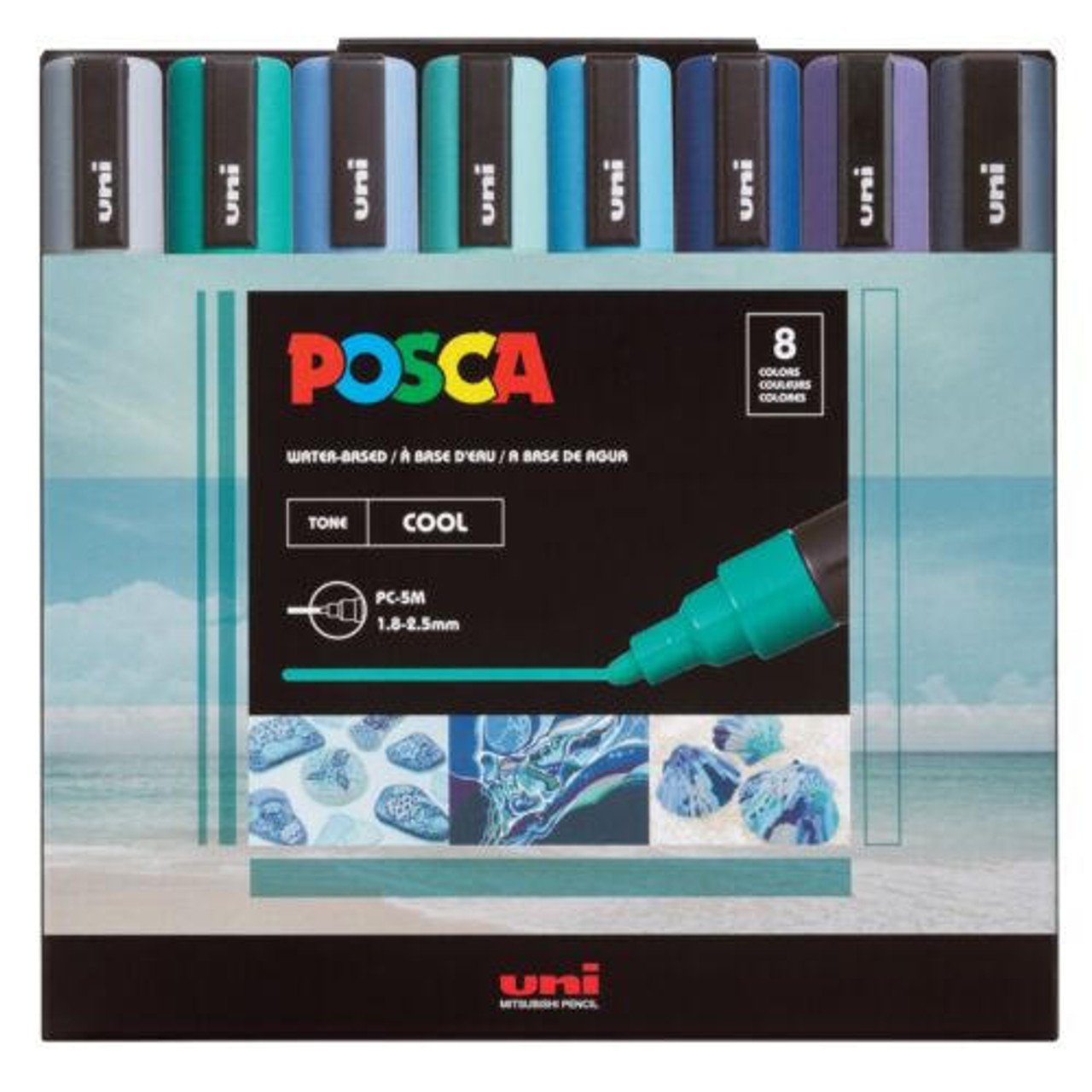 Posca Paint Marker PC-5M Set - 8-Color Cool Tone