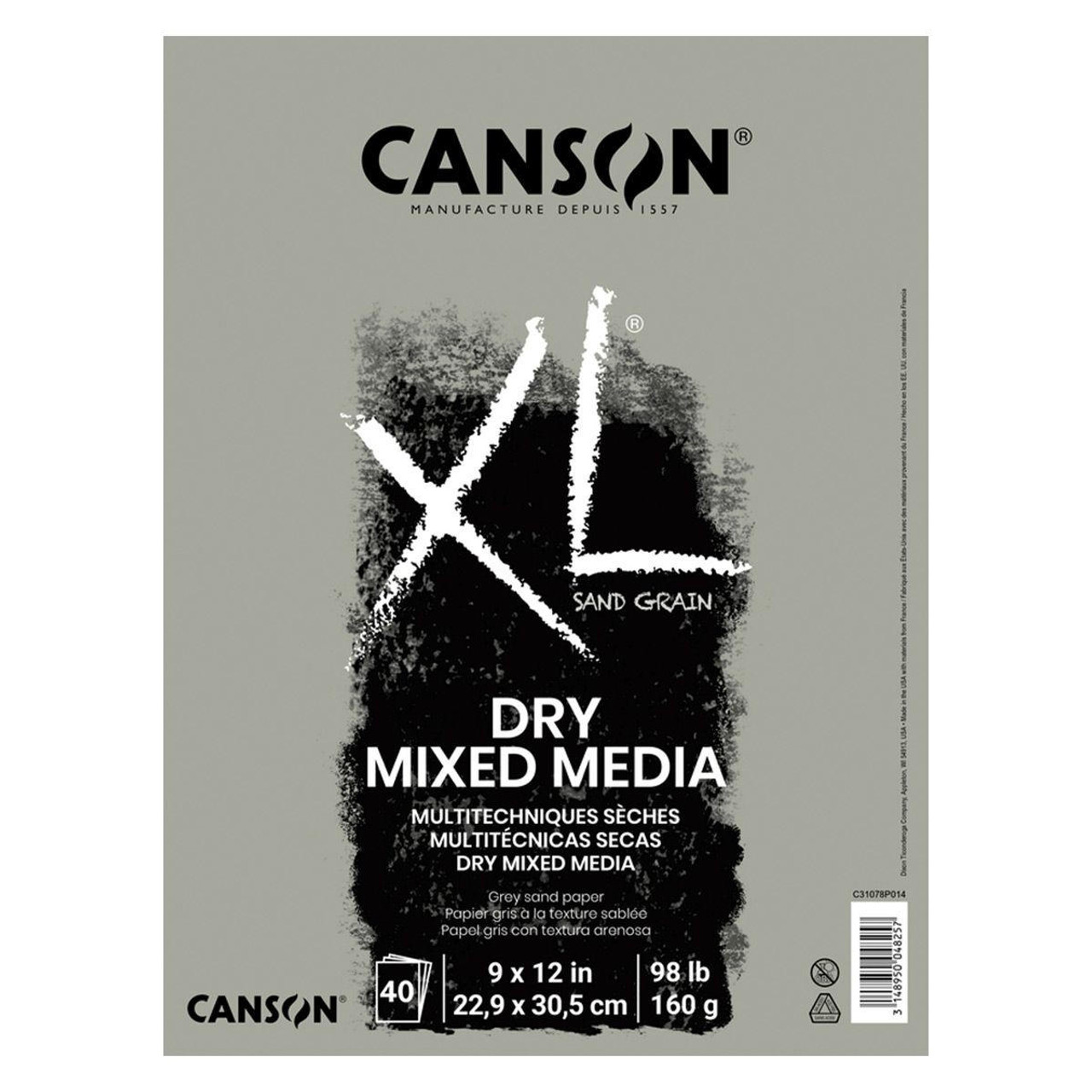 XL Sand Grain Dry Mixed Media Pad - Gray - 9 x 12 - Sam Flax Atlanta