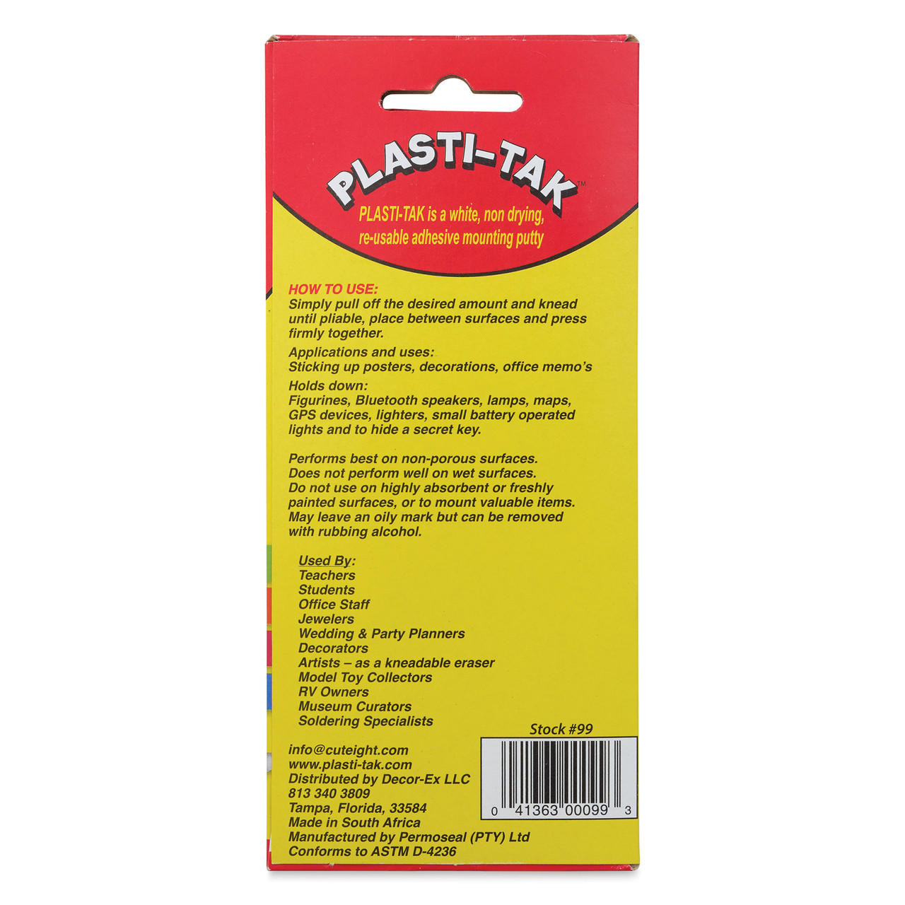 Plasti-Tak The Original Re-Usable Adhesive Putty- The Duck Tape of Tak Never Dries Out, Hundres of Uses! (5 Pack)