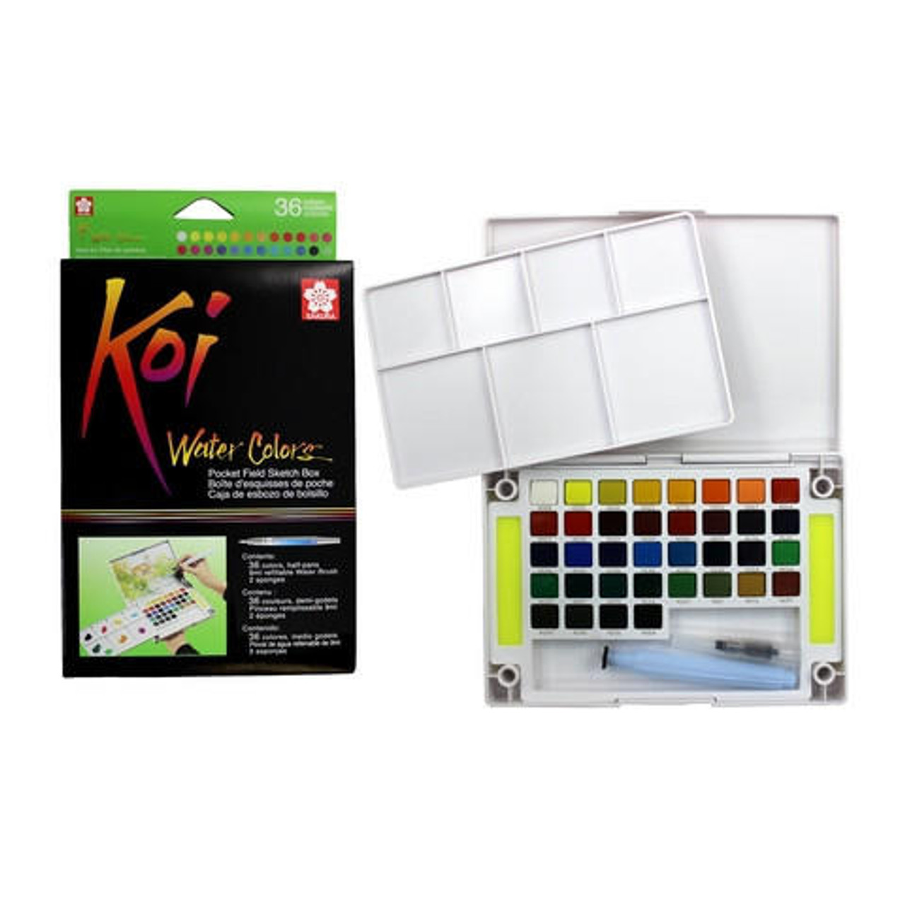 Sakura - Koi Watercolor Pocket Field Sketch Boxes - 24-Color Koi Watercolor  Pack