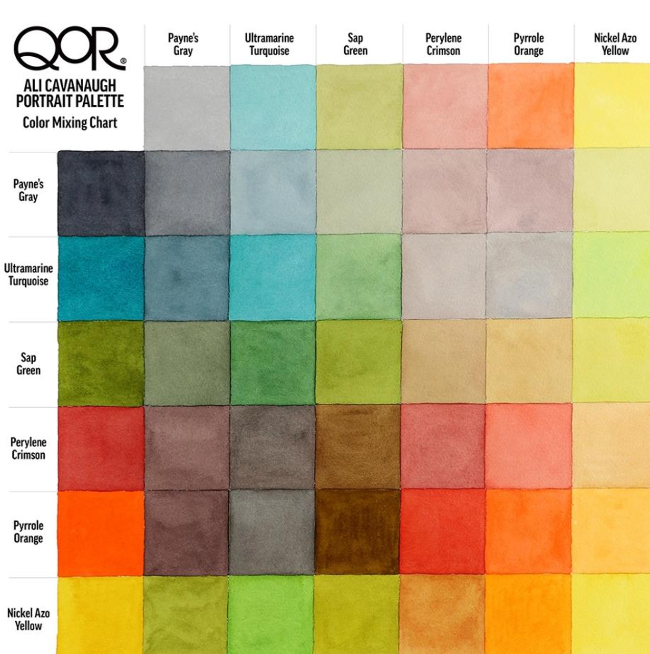 QoR Watercolor, 12 Color Set of 5ml Tubes, Made by Golden Artist Paints