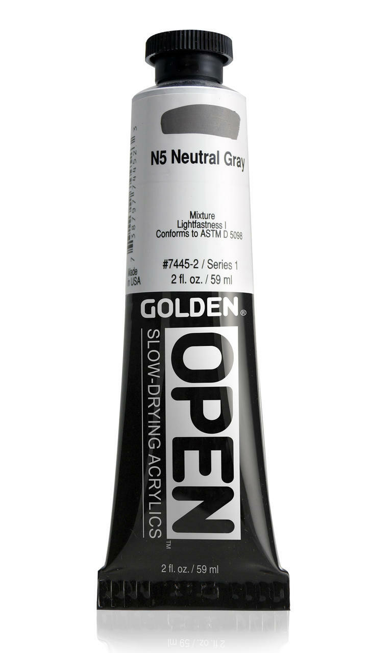 Golden OPEN Slow-Drying Acrylic, N5 Neutral Gray, 2oz