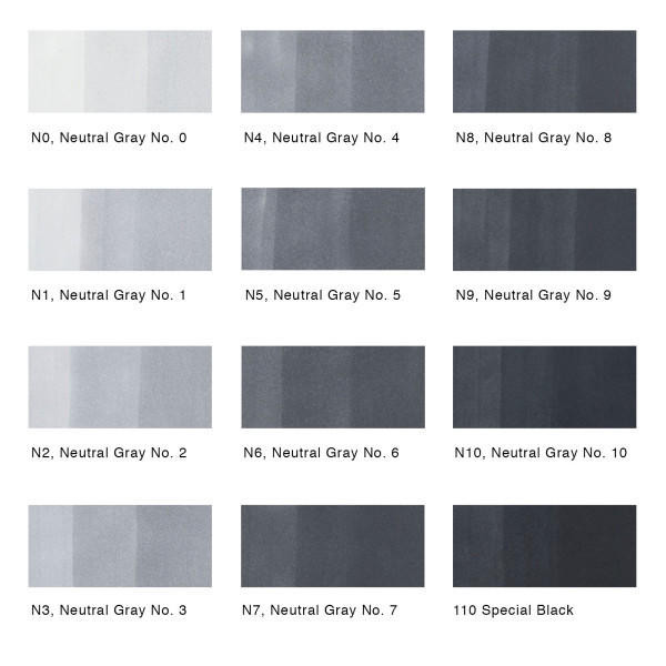 COPIC Original Marker - 12-Color Neutral Gray Set