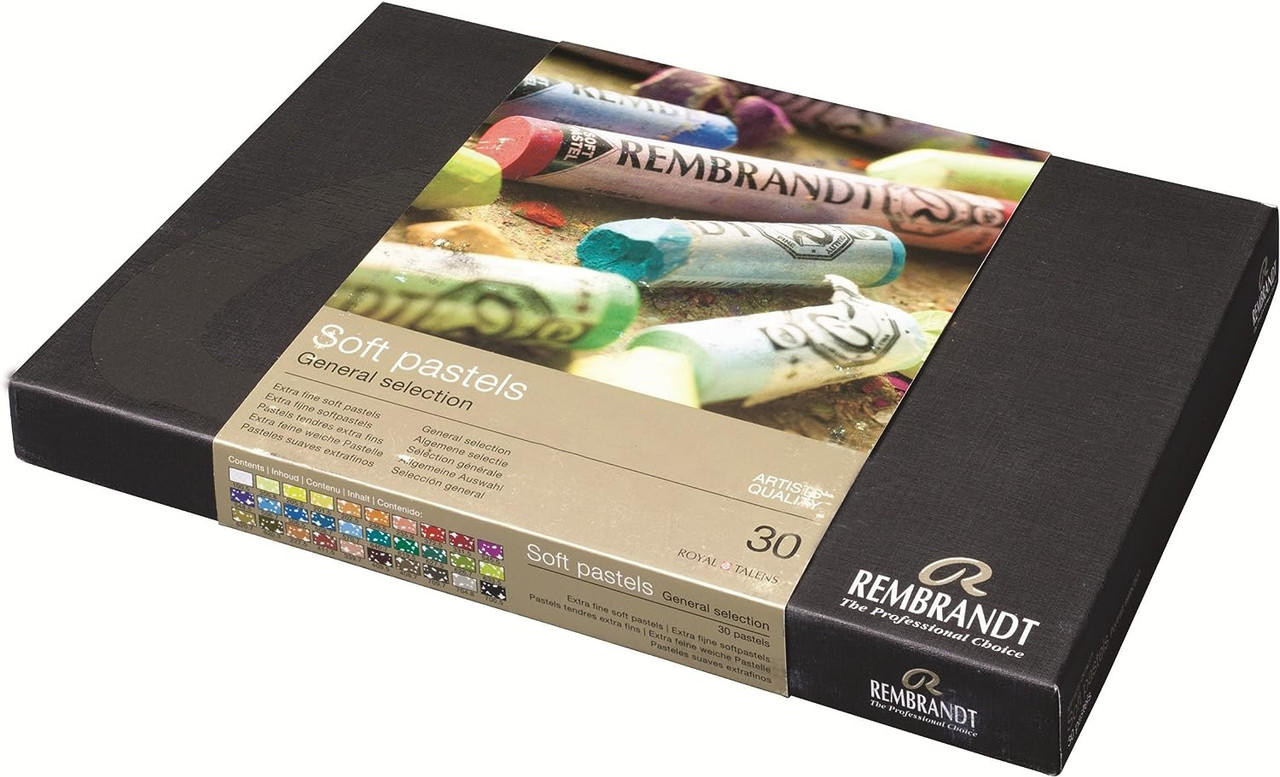 Rembrandt Soft Pastel Set - Assorted Colors, Half Sticks, Wood Box, Set of  30