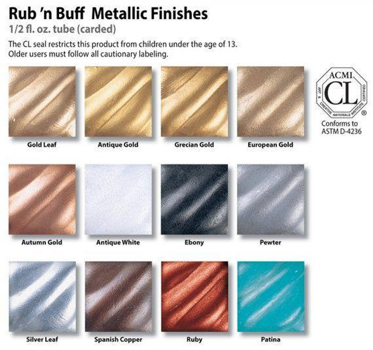 AMACO Rub n Buff Wax Metallic Finish 4 Color Kit - Antique Gold