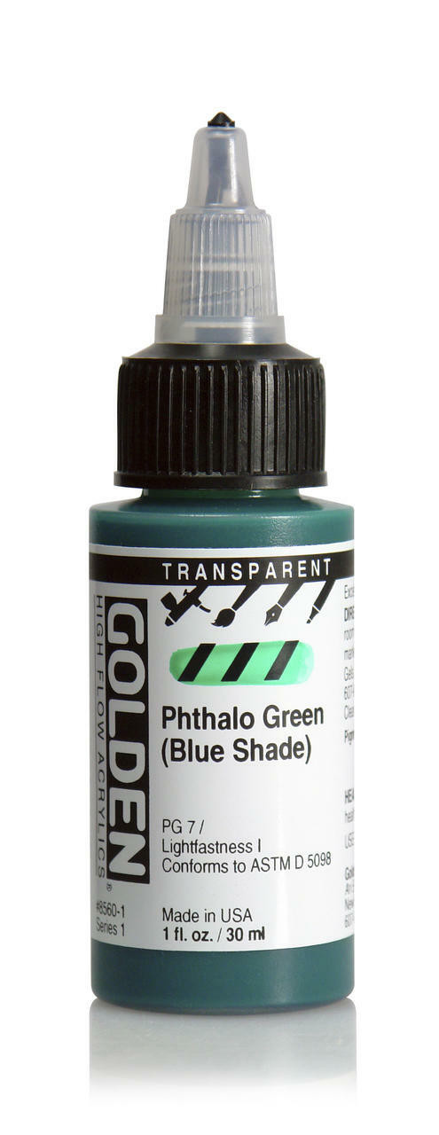 Golden : High Flow : Acrylic Paint : 118ml (4oz): Transparent Phthalo Blue  Gs : S1