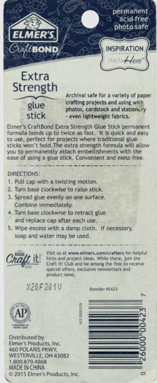Elmer's CraftBond Extra-Strength Glue Stick, Permanent, Dries Clear,  Non-Toxic, .88oz - Sam Flax Atlanta