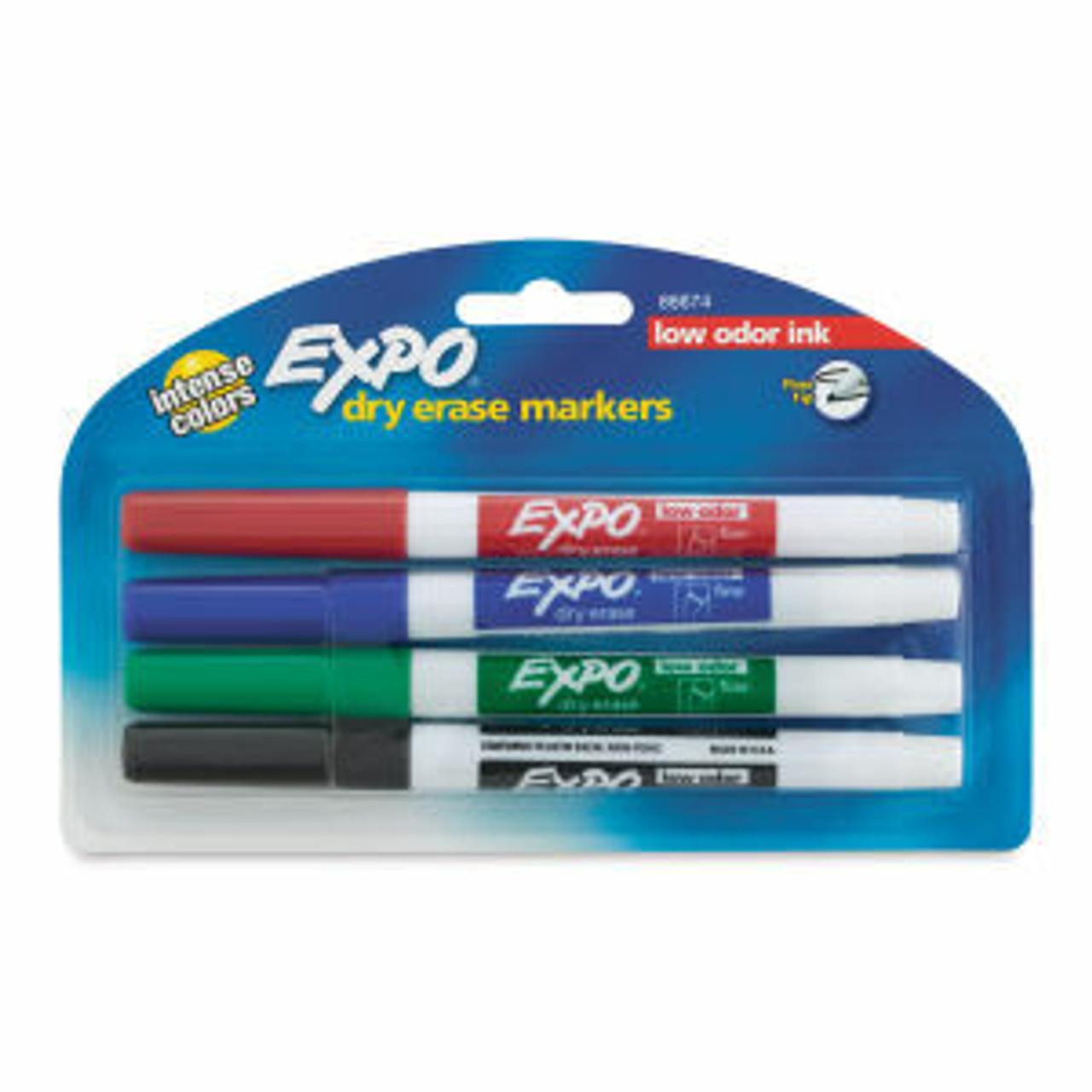 Expo - Pack of 4 Low Odor Ultra Fine Tip Dry Erase Markers, Aqua