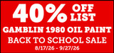 Gamblin 1980 Oil Paint 40% off list