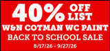 W&N Cotman Watercolor 40% off list