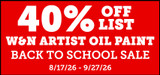 W&N Artists' Oil Paint 40% off list