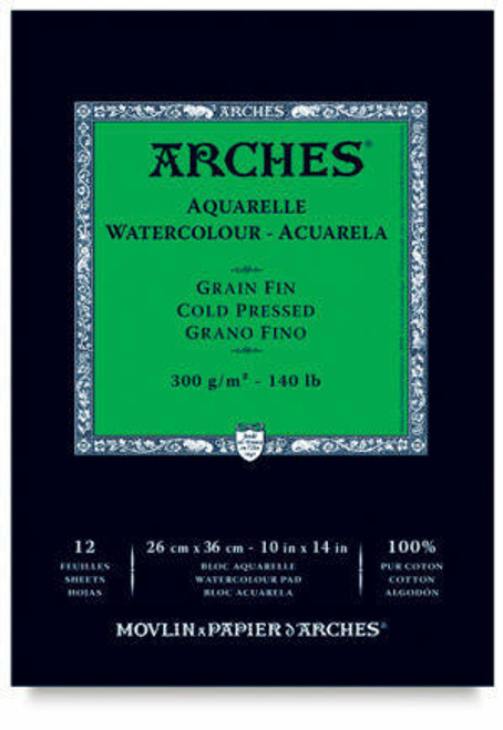 Arches 140 lb Watercolor Pad, Cold-Pressed, 10 x 14