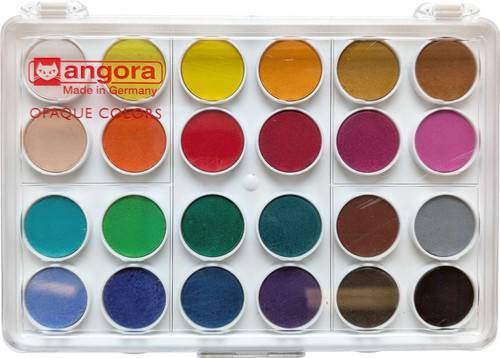 Angora Round Opaque Watercolor Pan Set, 24-Colors