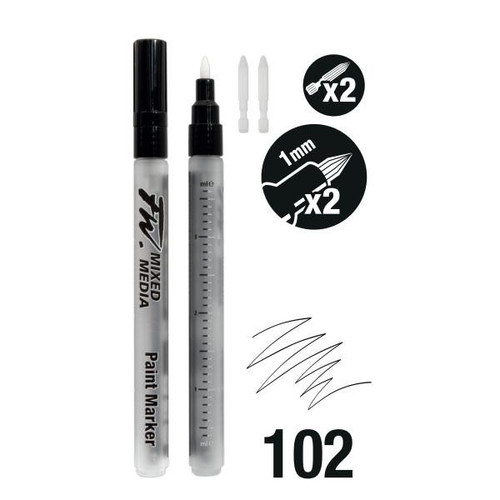  Daler-Rowney FW Empty Marker Set, 2 Small Barrels With 1mm Hard Point Nibs 