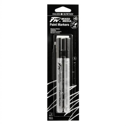  Daler-Rowney FW Empty Marker Set, 2 Small Barrels With 2mm Round Nibs 