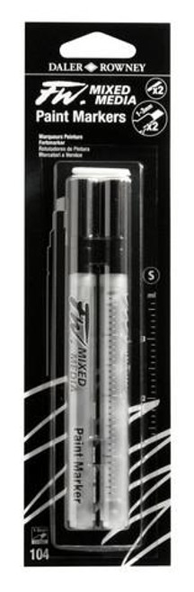  Daler-Rowney FW Empty Marker Set, 2 Small Barrels With 3mm Chisel Nibs 