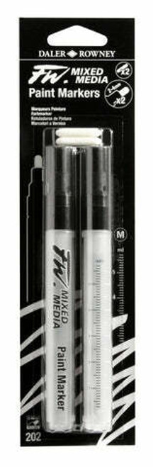 Daler-Rowney FW Empty Marker Set, 2 Medium Barrels With 4mm Round Nibs