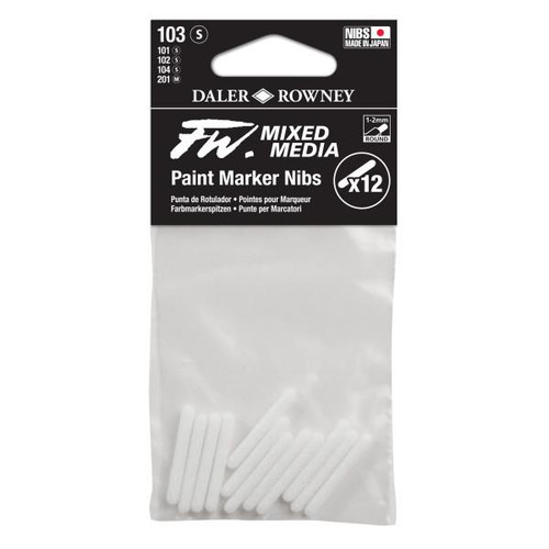  Daler-Rowney FW Empty Mixed Media Paint Markers & Nib Sets, Nib Set 3 - 1-2mm Ro 
