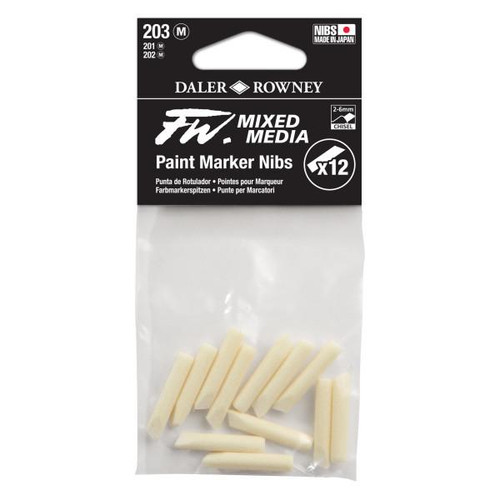  Daler-Rowney FW Empty Mixed Media Paint Markers & Nib Sets, Nib Set 6 - 2-6mm Ch 