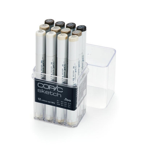 Copic Sketch Marker Set, 12-Piece Warm Gray Set, V2