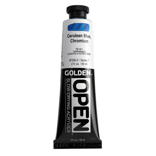 Golden Artist Colors Golden OPEN Slow-Drying Acrylic, Cerulean Blue, Chromium 2oz 