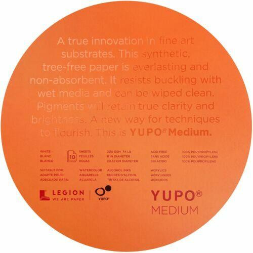 Legion Paper Yupo Circular Paper, 10 Sheets, 8 Round Diameter, White