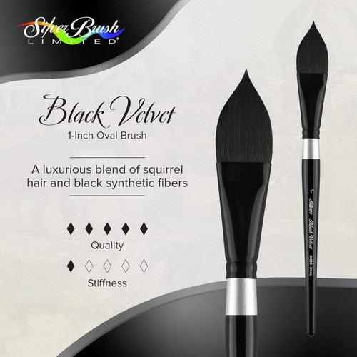 Silver Brush Black Velvet Blend Watercolor Sh Oval Wash 1 Inch 
