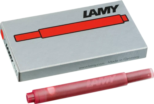LAMY T10 Fountain Pen Ink Cartridge, Red (5pk)